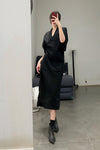 mame kurogouchi crepe deep V neck dress MM22SS DR040